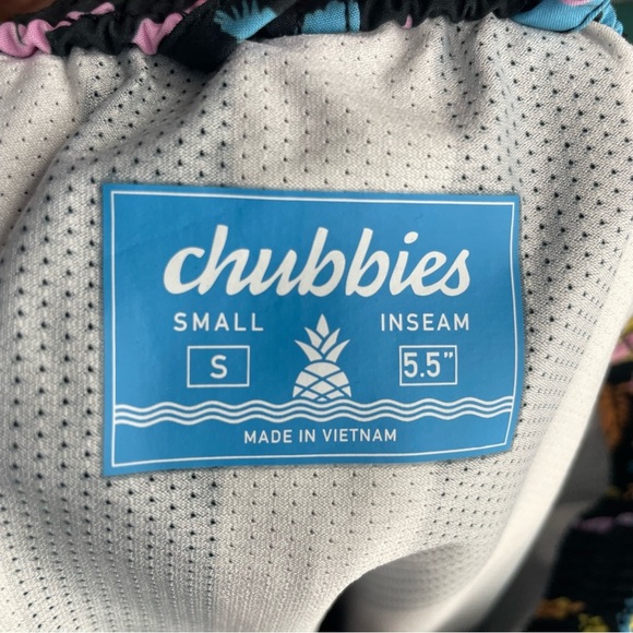 Chubbies midnight palms 5.5” inseam Swim Trunks Palm trees black multicolor Sz S - Picture 5 of 7